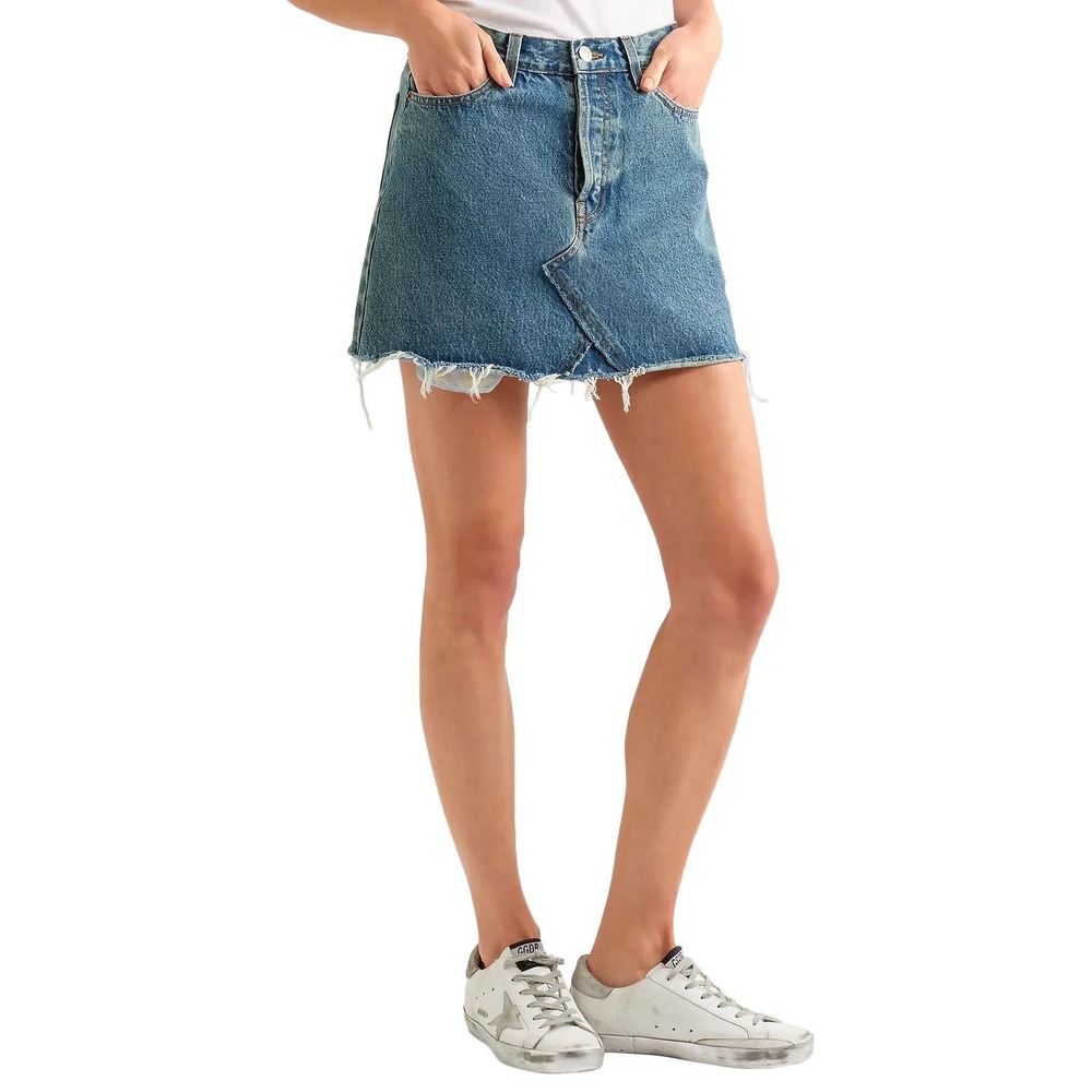 Re/Done Denim Mini Skirt Fray Hem, size 28